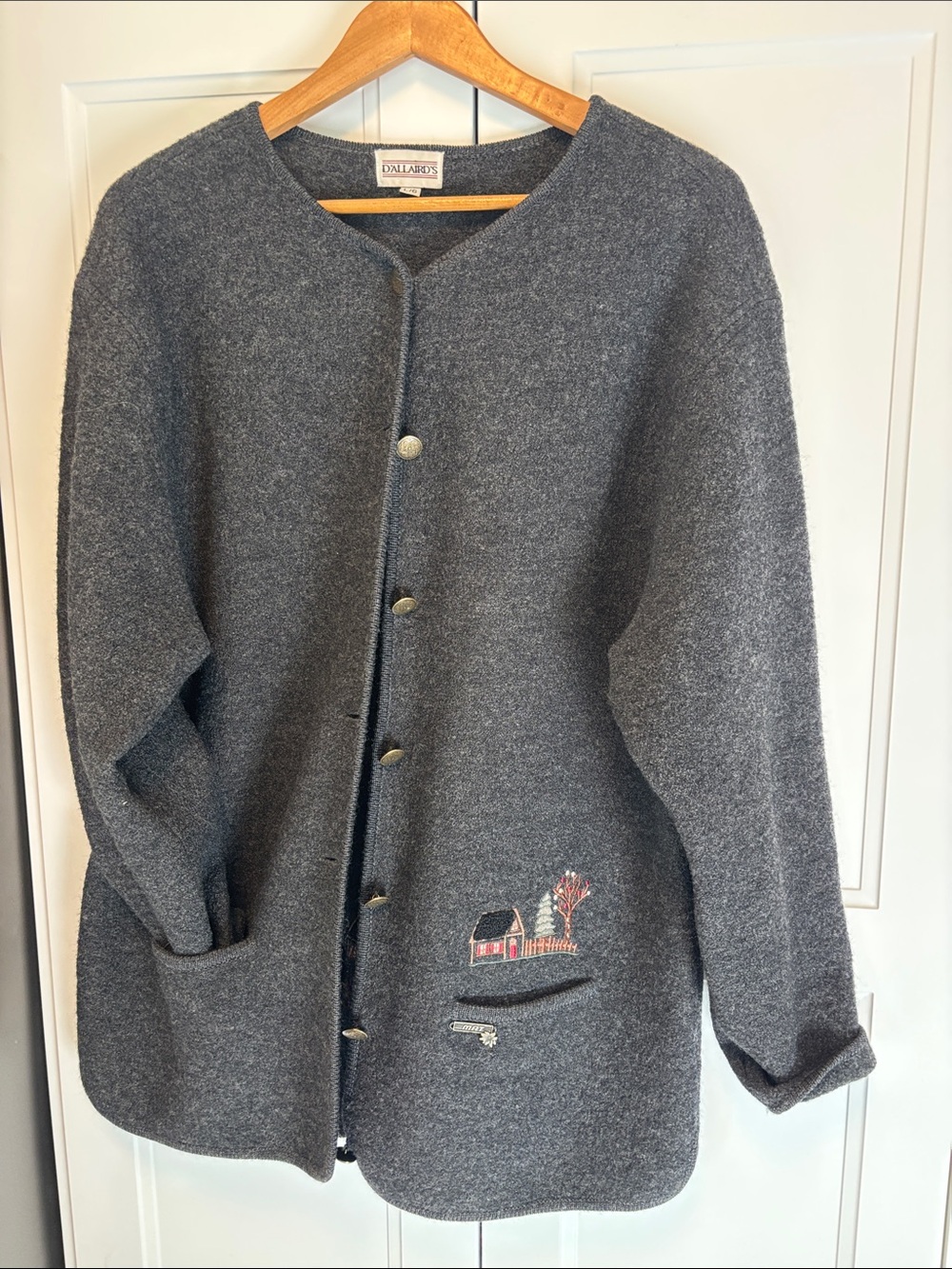 D’allairds Gray Wool Blend Button-Front Pea Coat